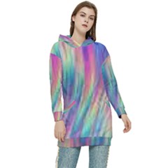 Rainbow Effect Cbdoilprincess  Women s Long Oversized Pullover Hoodie