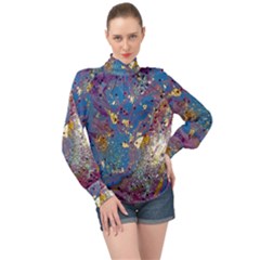 My Pour Cup Painting 7 1 Cbdoilprincess  High Neck Long Sleeve Chiffon Top by CBDOilPrincess1