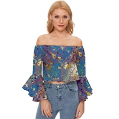 My Pour Cup Painting 7 1 Cbdoilprincess  Off Shoulder Flutter Bell Sleeve Top