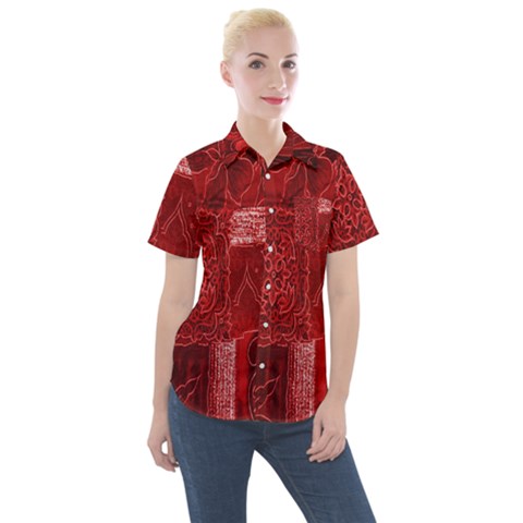 Hd-wallpaper-b 025 Women s Short Sleeve Pocket Shirt by nate14shop