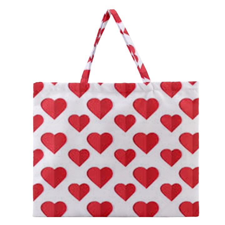 Heart-004 Zipper Large Tote Bag