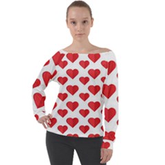 Heart-004 Off Shoulder Long Sleeve Velour Top