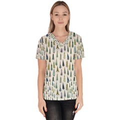 Christmas Tree Women s V-neck Scrub Top