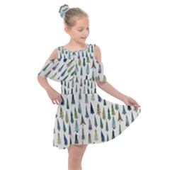 Christmas Tree Kids  Shoulder Cutout Chiffon Dress