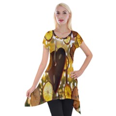 Lemon-slices Short Sleeve Side Drop Tunic by nate14shop