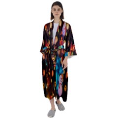 Lighting Maxi Satin Kimono