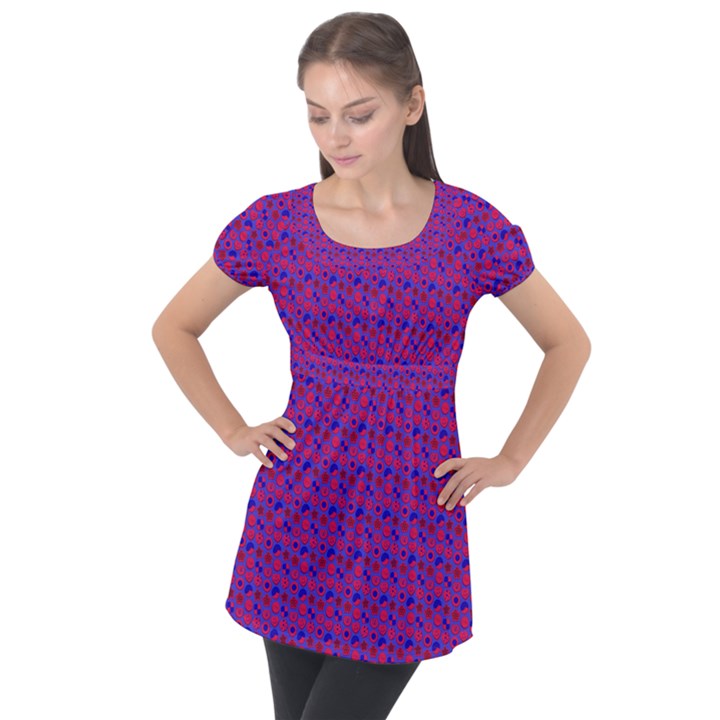 Digitalart Puff Sleeve Tunic Top