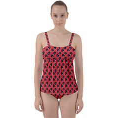 Glowing Leafs Twist Front Tankini Set by Sparkle