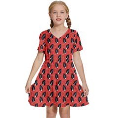 Glowing Leafs Kids  Short Sleeve Tiered Mini Dress