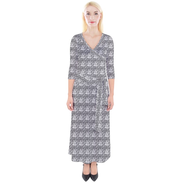 Digitalart Quarter Sleeve Wrap Maxi Dress