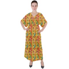 Pattern- B 001 V-neck Boho Style Maxi Dress