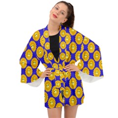 Pattern Sun-flower Long Sleeve Kimono by nate14shop