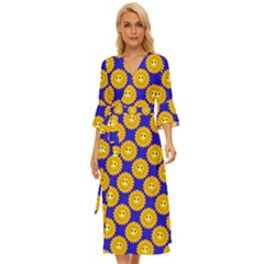 Pattern Sun-flower Midsummer Wrap Dress by nate14shop