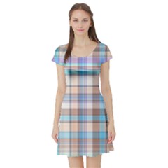 Plaid Short Sleeve Skater Dress by nate14shop