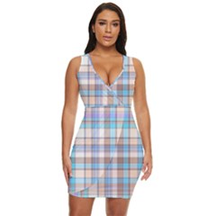 Plaid Draped Bodycon Dress