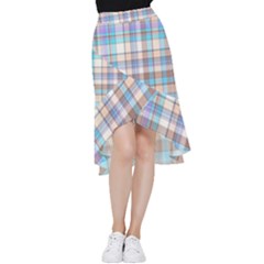 Plaid Frill Hi Low Chiffon Skirt by nate14shop