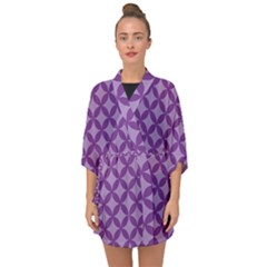 Purple-background Half Sleeve Chiffon Kimono by nate14shop