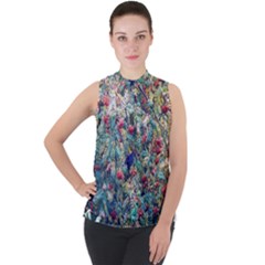 Rowan Mock Neck Chiffon Sleeveless Top by nate14shop