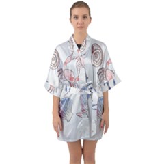 Sea-b 001 Half Sleeve Satin Kimono  by nate14shop