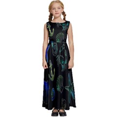 Sea-b 003 Kids  Satin Sleeveless Maxi Dress by nate14shop