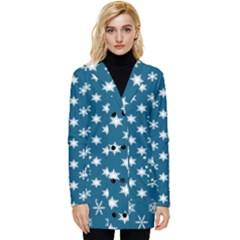 Snowflakes 001 Button Up Hooded Coat 