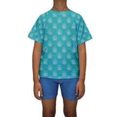 Snowflakes 002 Kids  Short Sleeve Swimwear