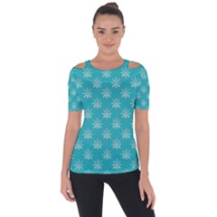 Snowflakes 002 Shoulder Cut Out Short Sleeve Top