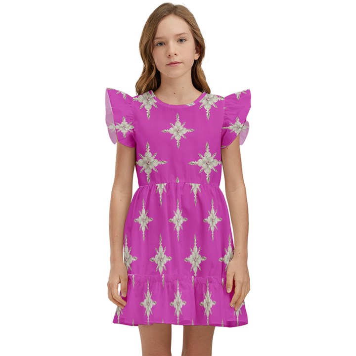 Star-pattern-b 001 Kids  Winged Sleeve Dress