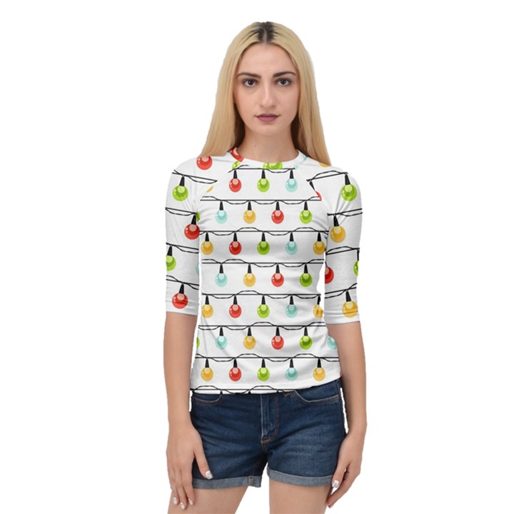 Christmas-light-bulbs-seamless-pattern-colorful-xmas-garland Quarter Sleeve Raglan Tee