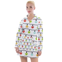 Christmas-light-bulbs-seamless-pattern-colorful-xmas-garland Women s Long Sleeve Casual Dress