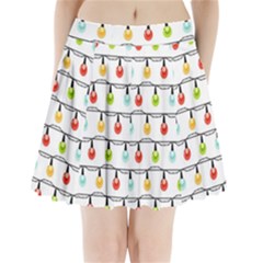 Christmas-light-bulbs-seamless-pattern-colorful-xmas-garland Pleated Mini Skirt by nate14shop