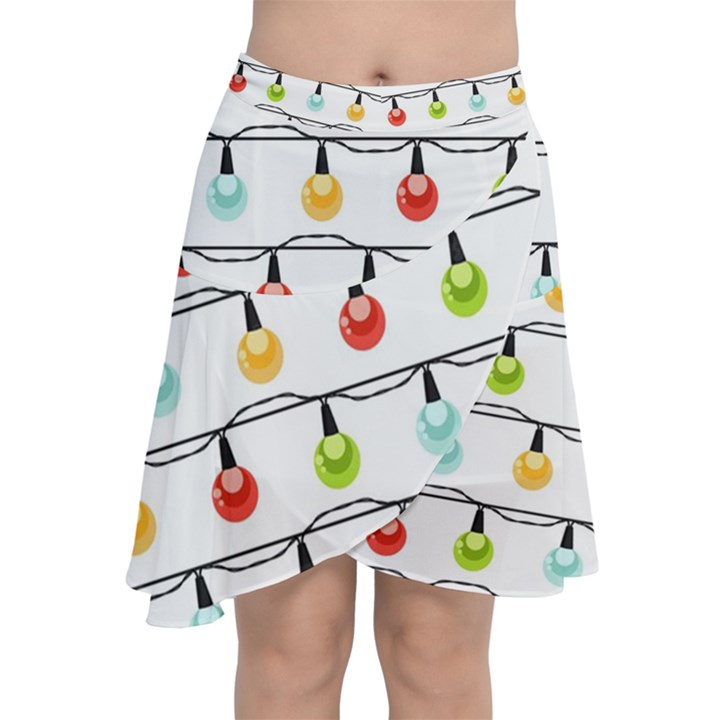 Christmas-light-bulbs-seamless-pattern-colorful-xmas-garland Chiffon Wrap Front Skirt