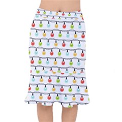 Christmas-light-bulbs-seamless-pattern-colorful-xmas-garland Short Mermaid Skirt by nate14shop