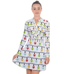 Christmas-light-bulbs-seamless-pattern-colorful-xmas-garland Long Sleeve Panel Dress by nate14shop