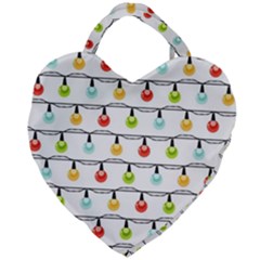 Christmas-light-bulbs-seamless-pattern-colorful-xmas-garland Giant Heart Shaped Tote by nate14shop