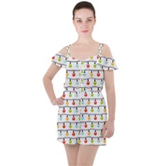 Christmas-light-bulbs-seamless-pattern-colorful-xmas-garland Ruffle Cut Out Chiffon Playsuit