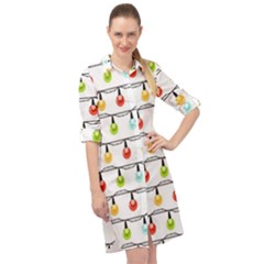 Christmas-light-bulbs-seamless-pattern-colorful-xmas-garland Long Sleeve Mini Shirt Dress