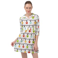 Christmas-light-bulbs-seamless-pattern-colorful-xmas-garland Mini Skater Shirt Dress by nate14shop