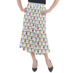 Christmas-light-bulbs-seamless-pattern-colorful-xmas-garland Midi Mermaid Skirt by nate14shop