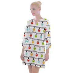 Christmas-light-bulbs-seamless-pattern-colorful-xmas-garland Open Neck Shift Dress by nate14shop