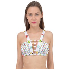 Christmas-light-bulbs-seamless-pattern-colorful-xmas-garland Cage Up Bikini Top by nate14shop