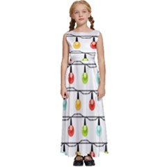 Christmas-light-bulbs-seamless-pattern-colorful-xmas-garland Kids  Satin Sleeveless Maxi Dress by nate14shop