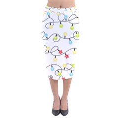 Christmas-light-bulbs-seamless-pattern-colorful-xmas-garland,white Velvet Midi Pencil Skirt by nate14shop