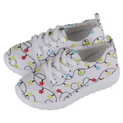 Christmas-light-bulbs-seamless-pattern-colorful-xmas-garland,white Kids  Lightweight Sports Shoes by nate14shop