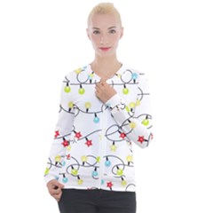 Christmas-light-bulbs-seamless-pattern-colorful-xmas-garland,white Casual Zip Up Jacket by nate14shop