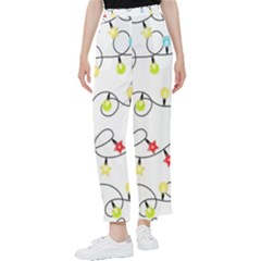 Christmas-light-bulbs-seamless-pattern-colorful-xmas-garland,white Women s Pants 