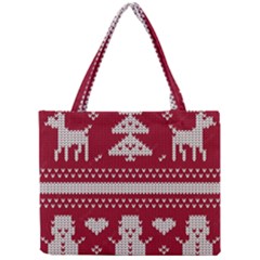 Christmas-seamless-knitted-pattern-background 001 Mini Tote Bag by nate14shop