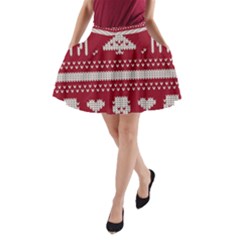 Christmas-seamless-knitted-pattern-background 001 A-line Pocket Skirt by nate14shop