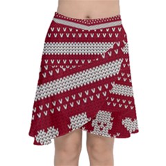 Christmas-seamless-knitted-pattern-background 001 Chiffon Wrap Front Skirt by nate14shop