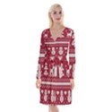 Christmas-seamless-knitted-pattern-background 001 Long Sleeve Velvet Front Wrap Dress View1